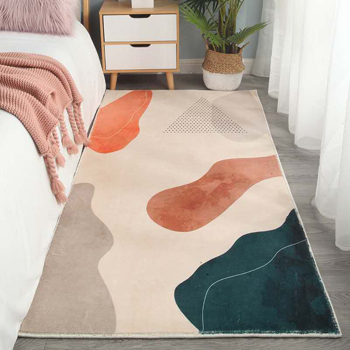 BowLift | Relaxing abstract printed rug multicolored lambswool rug non-slip backing pet-friendly washable rug for rooms