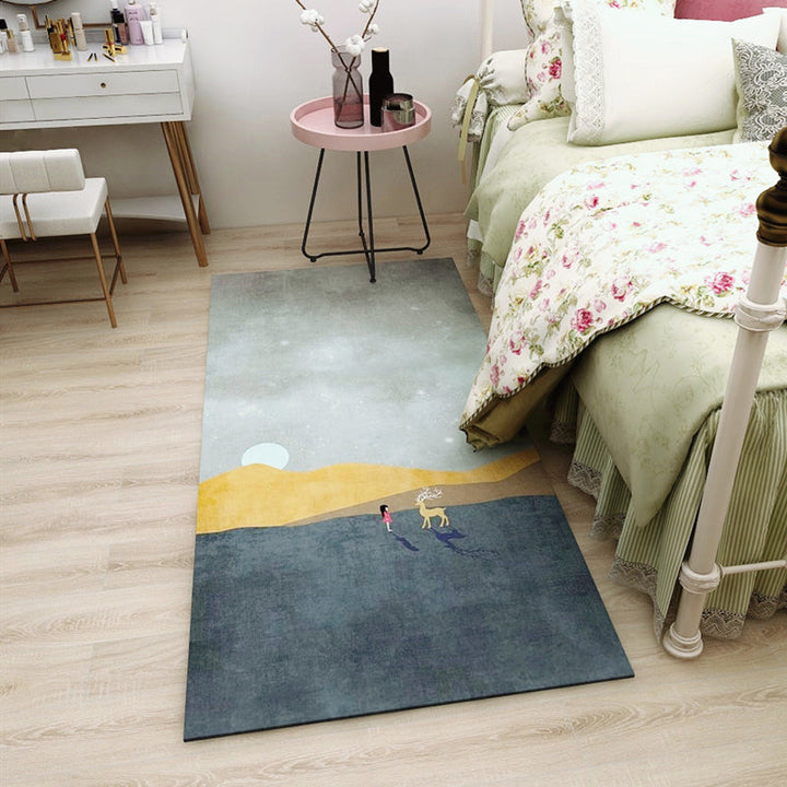 BowLift | Multicolored Bedroom Rug Western Color Block Area Rug Polyester Easy Care Machine Washable Indoor Carpet