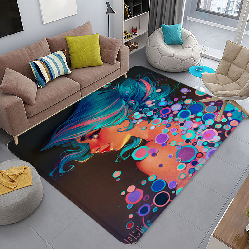 BowLift | Funky Living Room Rug Multicolor Cartoon 3D Print Rug Synthetic Non-Slip Backing Stain Resistant Rug