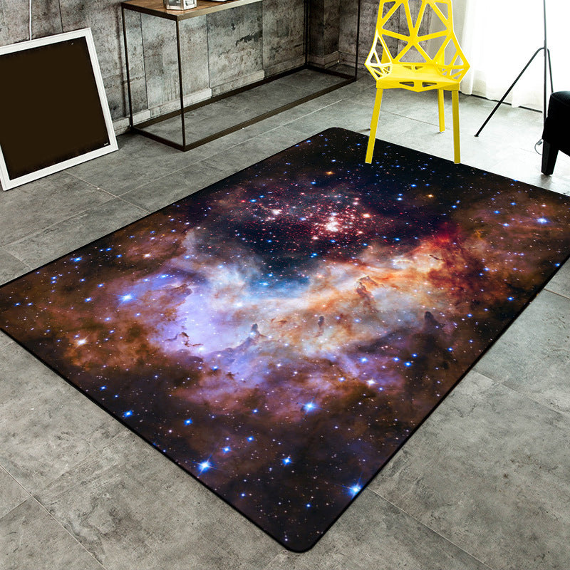BowLift | Soothing Children's Rug Multicolor 3D Starry Sky Pattern Rug Polypropylene Non-Slip Machine Washable Rug