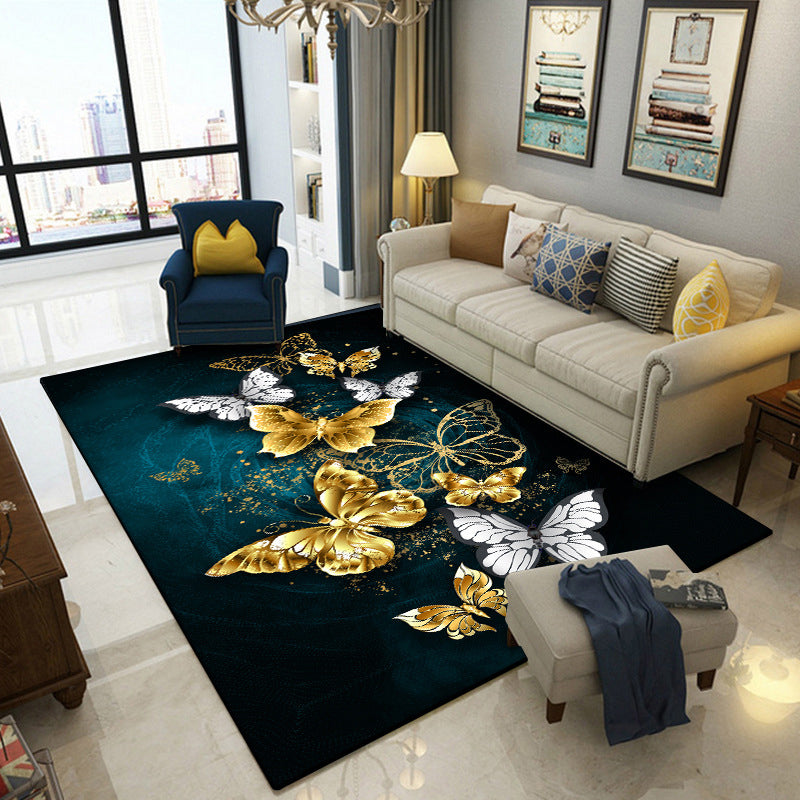 BowLift | New Butterfly Pattern Rug Multicolored Polyester Rug Non-slip Underlay Machine Washable Indoor Rug for Living Room