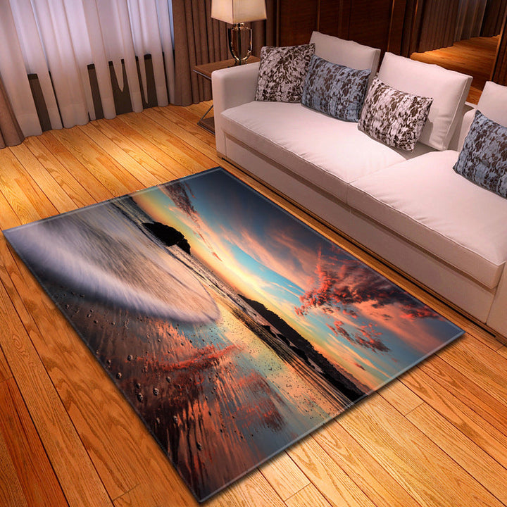 BowLift | Multicolor beach print rug made of polypropylene Trend rug with non-slip backing pet-friendly rug for salon