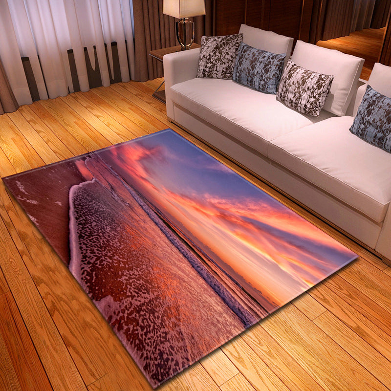 BowLift | Multicolor beach print rug made of polypropylene Trend rug with non-slip backing pet-friendly rug for salon