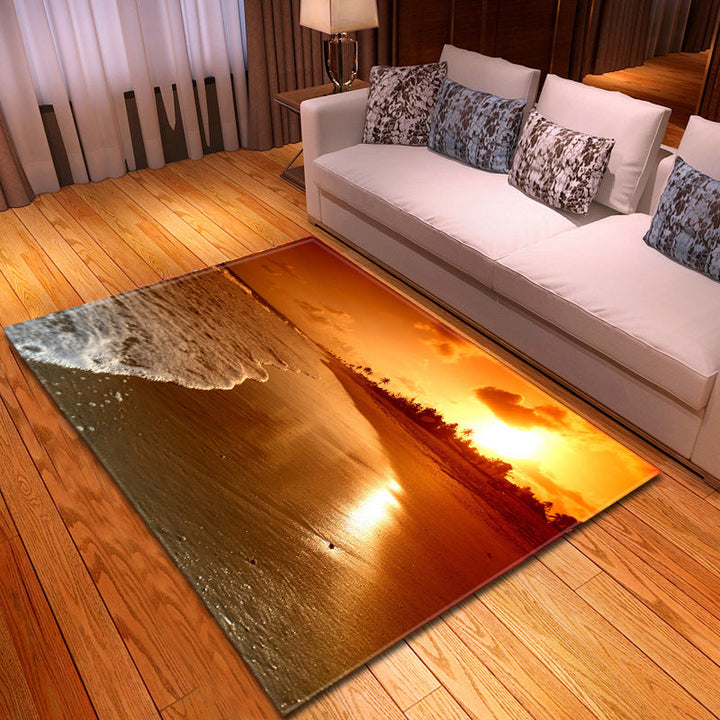 BowLift | Multicolor beach print rug made of polypropylene Trend rug with non-slip backing pet-friendly rug for salon
