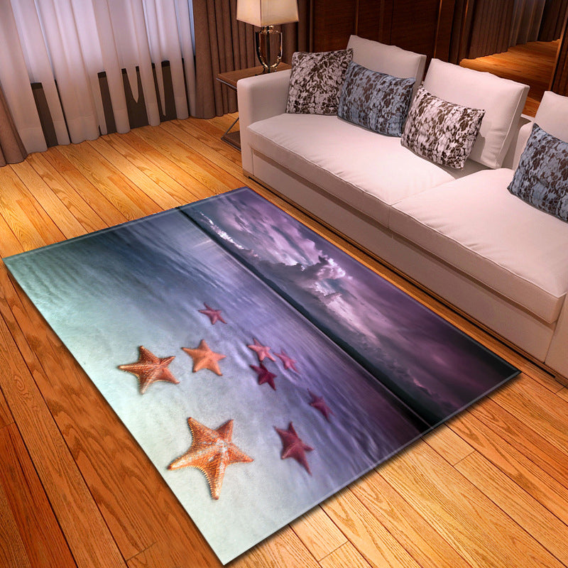BowLift | Multicolor beach print rug made of polypropylene Trend rug with non-slip backing pet-friendly rug for salon