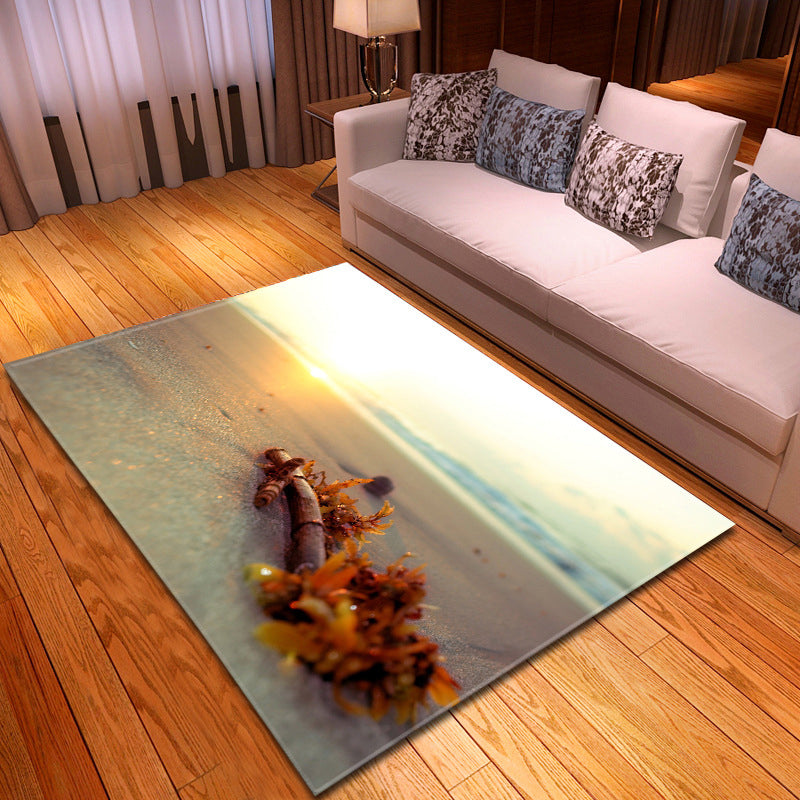 BowLift | Multicolor beach print rug made of polypropylene Trend rug with non-slip backing pet-friendly rug for salon