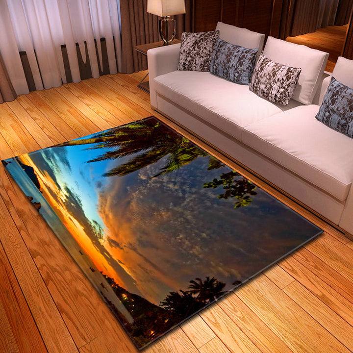 BowLift | Multicolor beach print rug made of polypropylene Trend rug with non-slip backing pet-friendly rug for salon