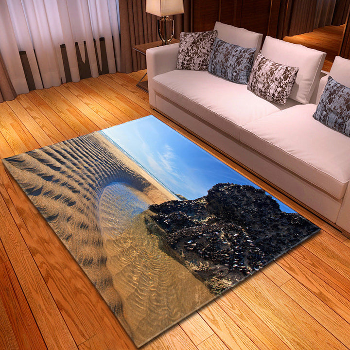 BowLift | Multicolor beach print rug made of polypropylene Trend rug with non-slip backing pet-friendly rug for salon