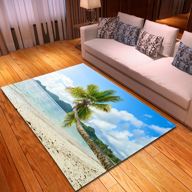 BowLift | Multicolor beach print rug made of polypropylene Trend rug with non-slip backing pet-friendly rug for salon