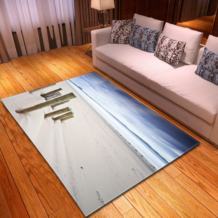 BowLift | Multicolor beach print rug made of polypropylene Trend rug with non-slip backing pet-friendly rug for salon