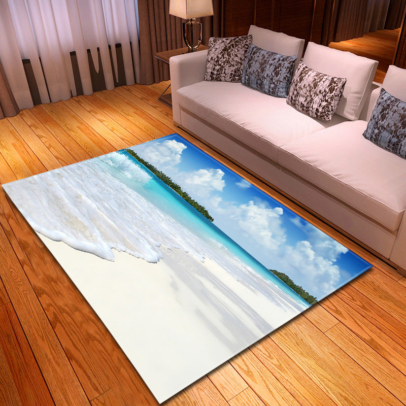 BowLift | Multicolor beach print rug made of polypropylene Trend rug with non-slip backing pet-friendly rug for salon
