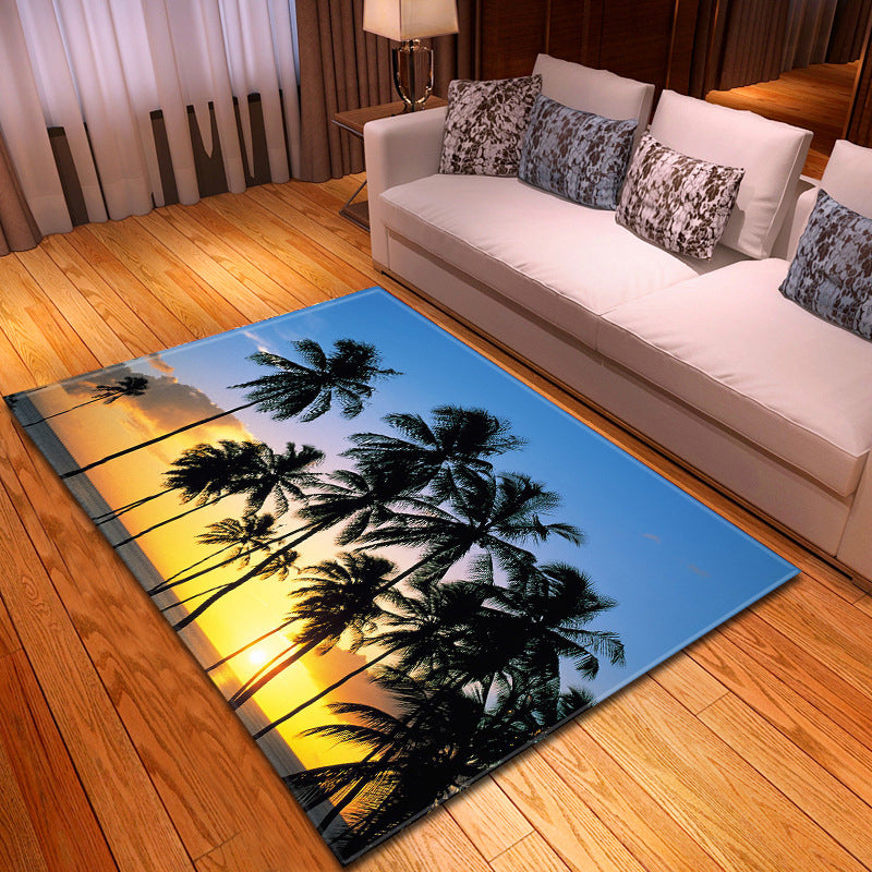 BowLift | Multicolor beach print rug made of polypropylene Trend rug with non-slip backing pet-friendly rug for salon