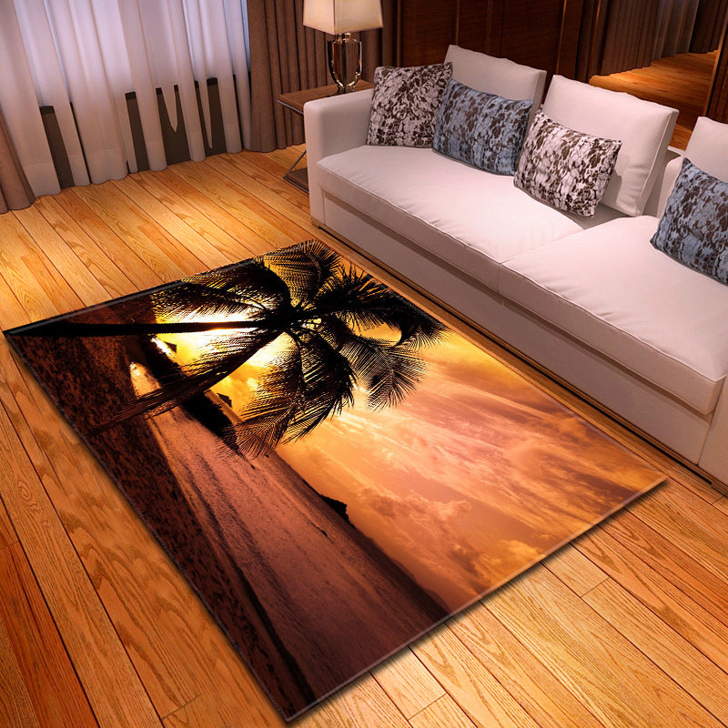 BowLift | Multicolor beach print rug made of polypropylene Trend rug with non-slip backing pet-friendly rug for salon