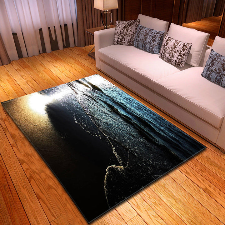 BowLift | Multicolor beach print rug made of polypropylene Trend rug with non-slip backing pet-friendly rug for salon