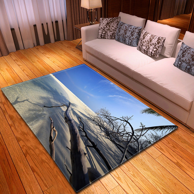 BowLift | Multicolor beach print rug made of polypropylene Trend rug with non-slip backing pet-friendly rug for salon