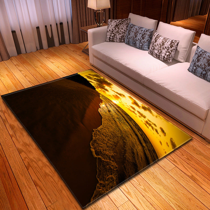BowLift | Multicolor beach print rug made of polypropylene Trend rug with non-slip backing pet-friendly rug for salon