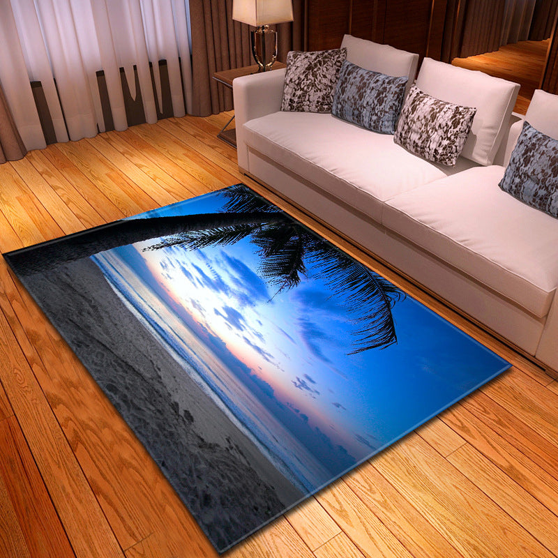 BowLift | Multicolor beach print rug made of polypropylene Trend rug with non-slip backing pet-friendly rug for salon