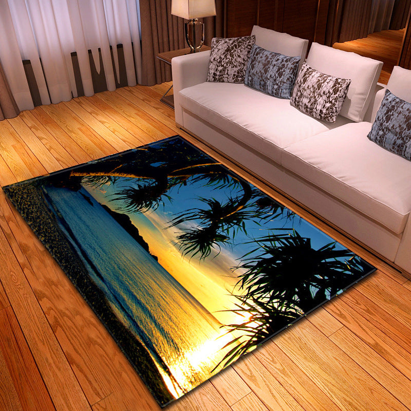 BowLift | Multicolor beach print rug made of polypropylene Trend rug with non-slip backing pet-friendly rug for salon