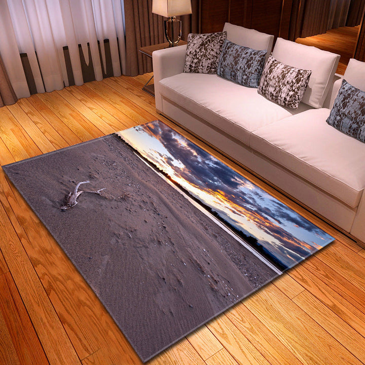 BowLift | Multicolor beach print rug made of polypropylene Trend rug with non-slip backing pet-friendly rug for salon