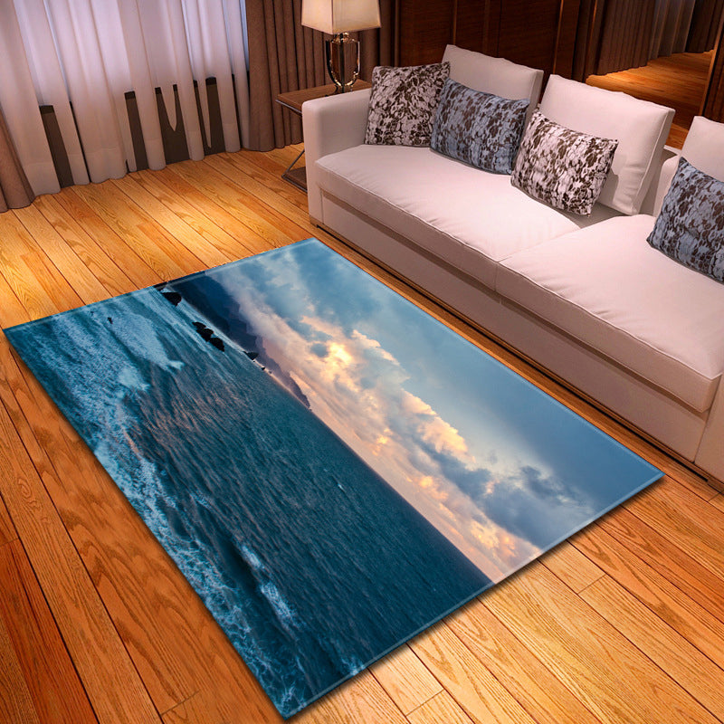 BowLift | Multicolor beach print rug made of polypropylene Trend rug with non-slip backing pet-friendly rug for salon