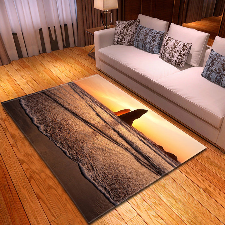 BowLift | Multicolor beach print rug made of polypropylene Trend rug with non-slip backing pet-friendly rug for salon