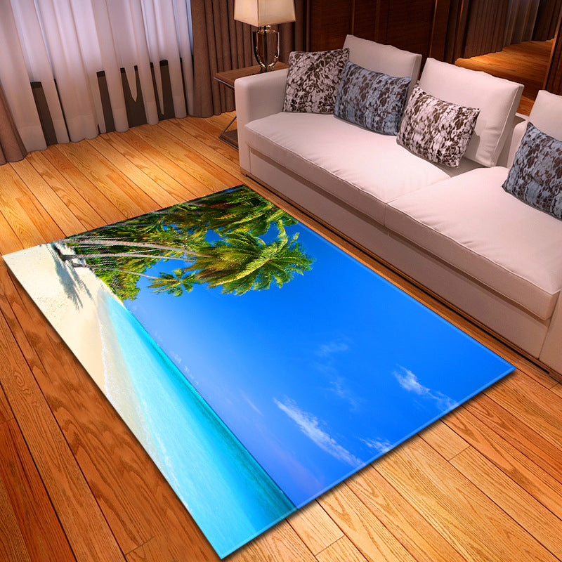 BowLift | Multicolor beach print rug made of polypropylene Trend rug with non-slip backing pet-friendly rug for salon