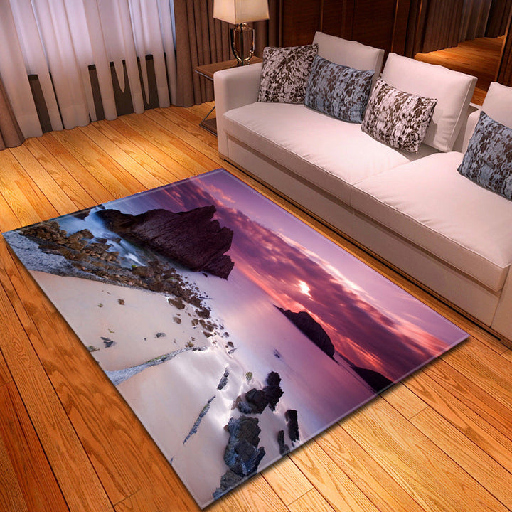 BowLift | Multicolor beach print rug made of polypropylene Trend rug with non-slip backing pet-friendly rug for salon