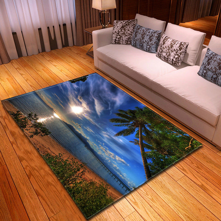 BowLift | Multicolor beach print rug made of polypropylene Trend rug with non-slip backing pet-friendly rug for salon