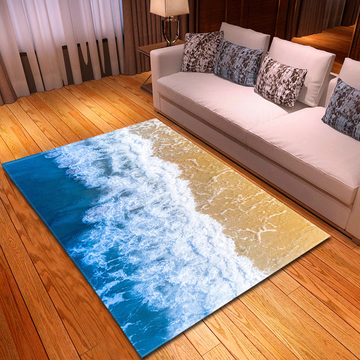 BowLift | Multicolor beach print rug made of polypropylene Trend rug with non-slip backing pet-friendly rug for salon