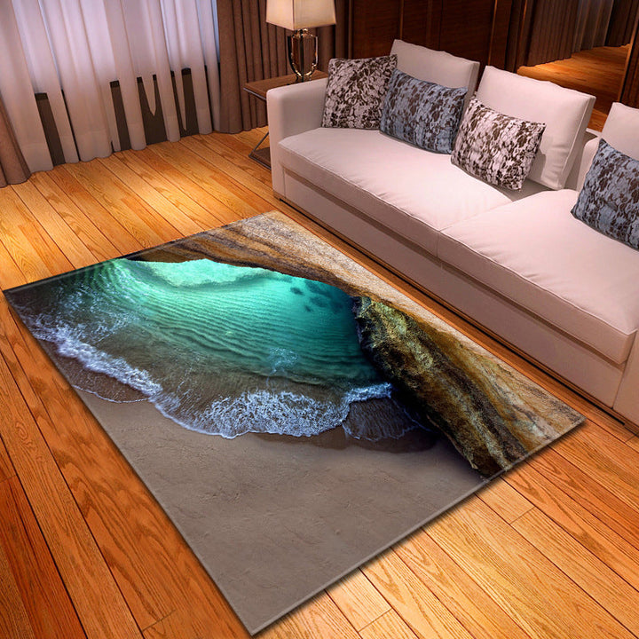 BowLift | Multicolor beach print rug made of polypropylene Trend rug with non-slip backing pet-friendly rug for salon