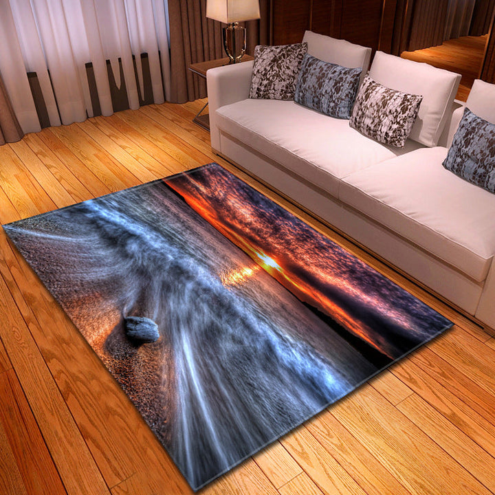 BowLift | Multicolor beach print rug made of polypropylene Trend rug with non-slip backing pet-friendly rug for salon