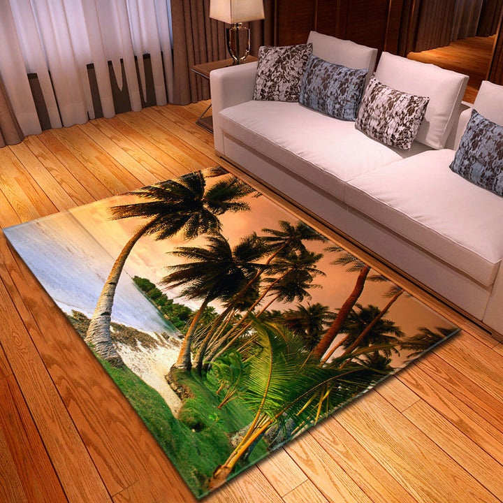 BowLift | Multicolor beach print rug made of polypropylene Trend rug with non-slip backing pet-friendly rug for salon