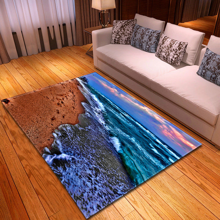 BowLift | Multicolor beach print rug made of polypropylene Trend rug with non-slip backing pet-friendly rug for salon