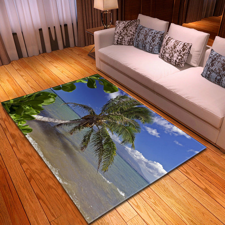 BowLift | Multicolor beach print rug made of polypropylene Trend rug with non-slip backing pet-friendly rug for salon