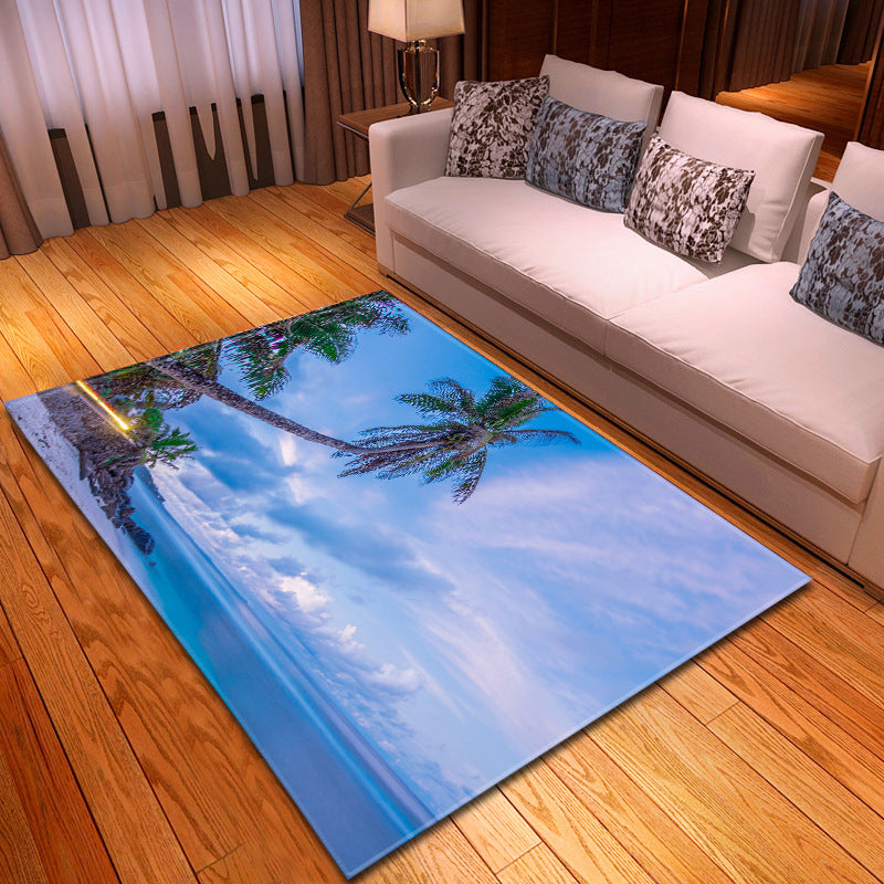 BowLift | Multicolor beach print rug made of polypropylene Trend rug with non-slip backing pet-friendly rug for salon