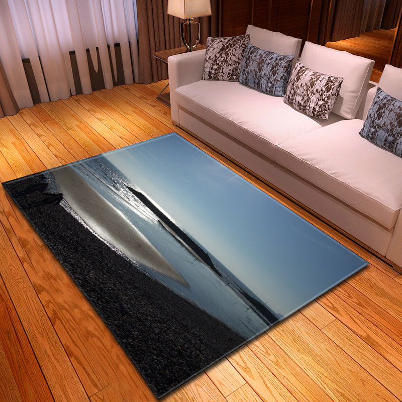 BowLift | Multicolor beach print rug made of polypropylene Trend rug with non-slip backing pet-friendly rug for salon