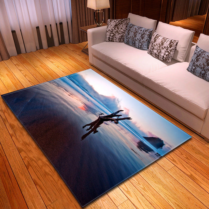 BowLift | Multicolor beach print rug made of polypropylene Trend rug with non-slip backing pet-friendly rug for salon
