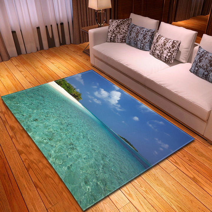 BowLift | Multicolor beach print rug made of polypropylene Trend rug with non-slip backing pet-friendly rug for salon