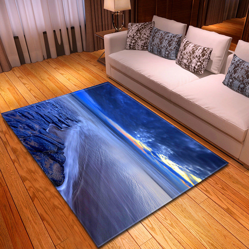 BowLift | Multicolor beach print rug made of polypropylene Trend rug with non-slip backing pet-friendly rug for salon