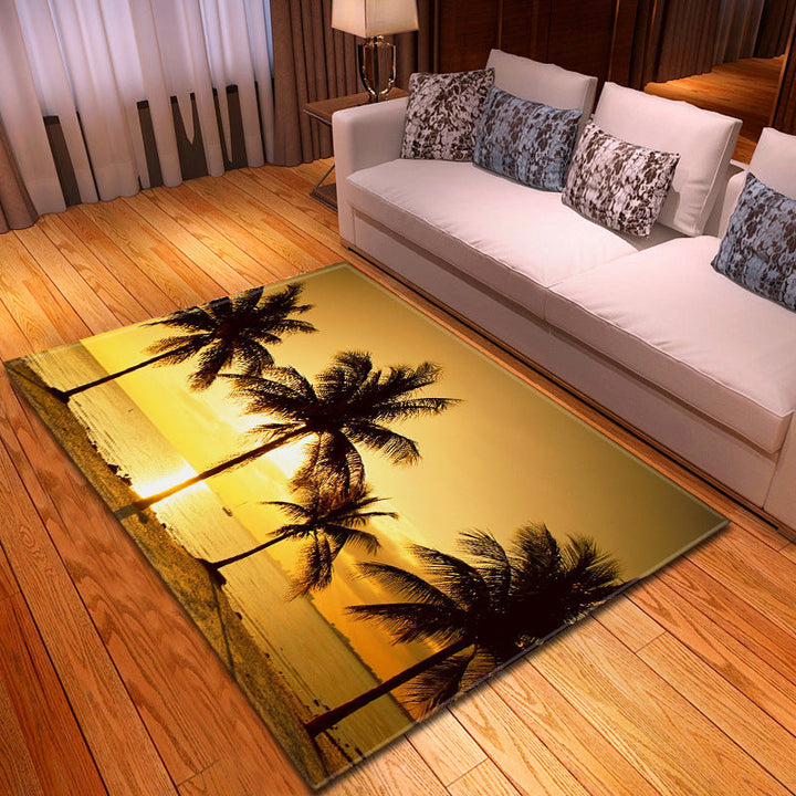 BowLift | Multicolor beach print rug made of polypropylene Trend rug with non-slip backing pet-friendly rug for salon