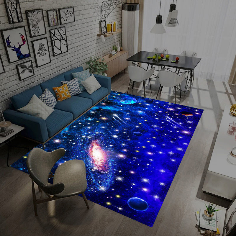 BowLift | Multicolored novelty rug synthetic starry sky area rug non-slip backing pet-friendly rug for the living room