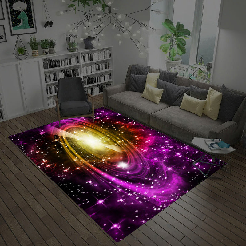 BowLift | Multicolored novelty rug synthetic starry sky area rug non-slip backing pet-friendly rug for the living room