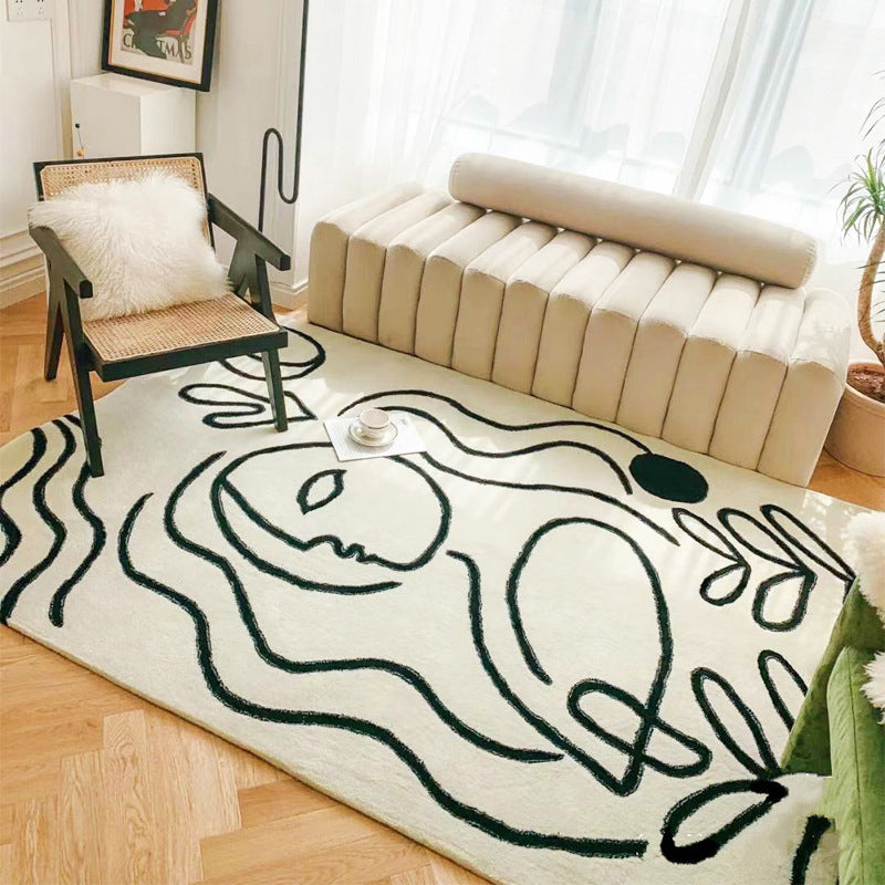BowLift | Simple Bedroom Rug Multicolored Abstract Cartoon Area Rug Polyester Pet Friendly Non-Slip Rug