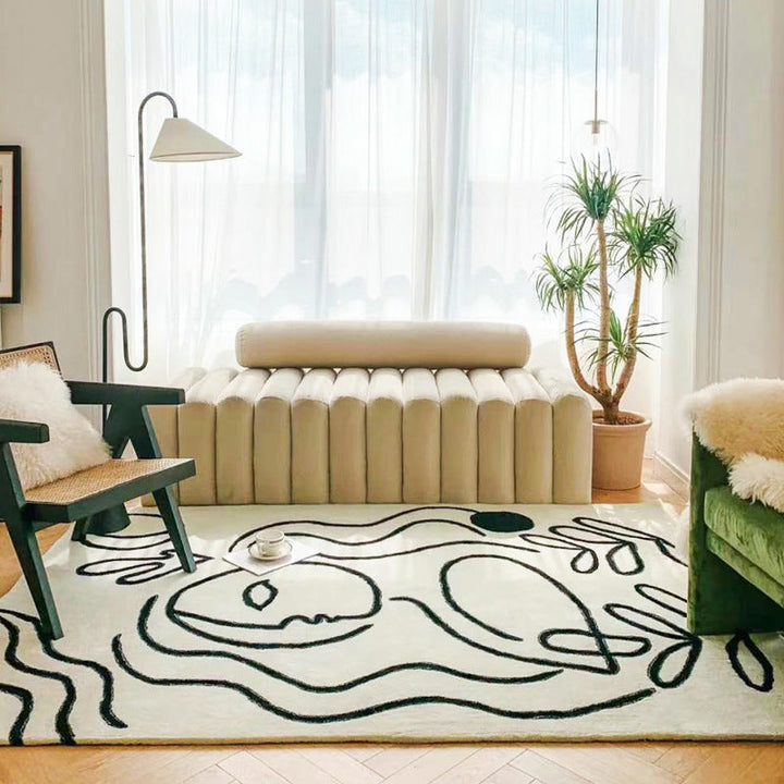 BowLift | Simple Bedroom Rug Multicolored Abstract Cartoon Area Rug Polyester Pet-Friendly Non-Slip Rug