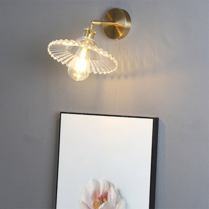 BowLift | Industrial Shade Wall Mount Light Single Clear Glass Wall Light Fixture for Nightstand