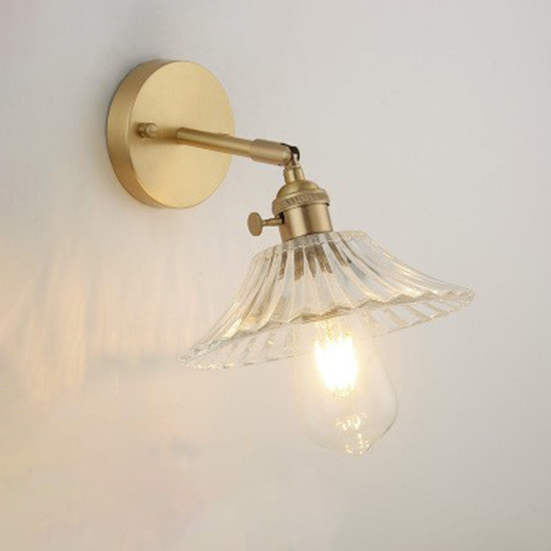 BowLift | Industrial Shade Wall Mount Light Single Clear Glass Wall Light Fixture for Nightstand