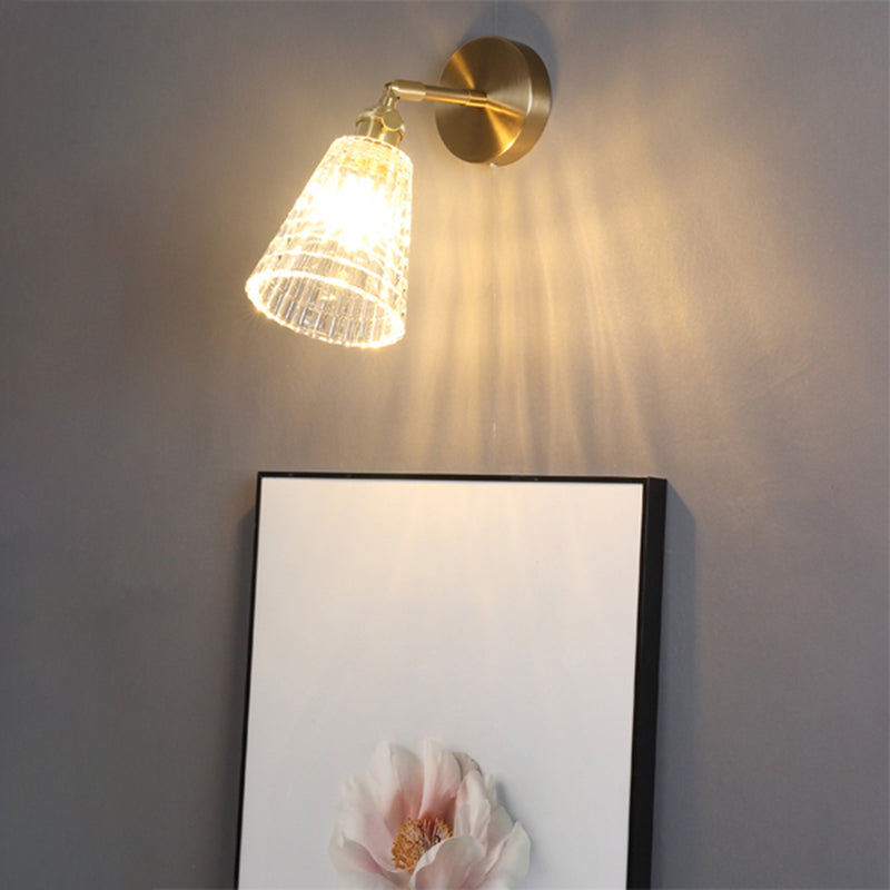 BowLift | Industrial Shade Wall Mount Light Single Clear Glass Wall Light Fixture for Nightstand