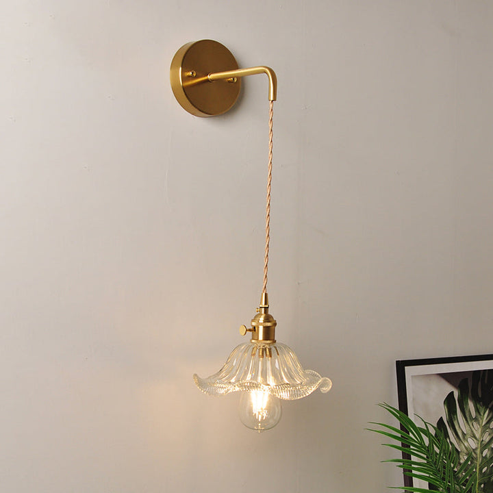 BowLift | 1 Head Wall Mount Light Industrial Shade Clear Glass Wall Light Fixture for Nightstand