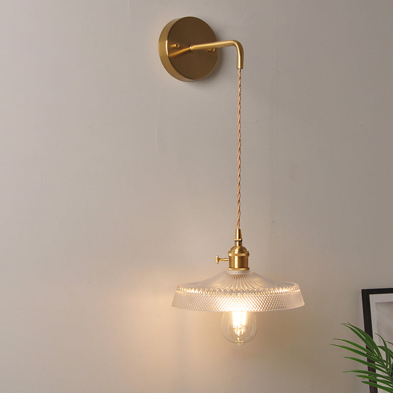 BowLift | 1 Head Wall Mount Light Industrial Shade Clear Glass Wall Light Fixture for Nightstand