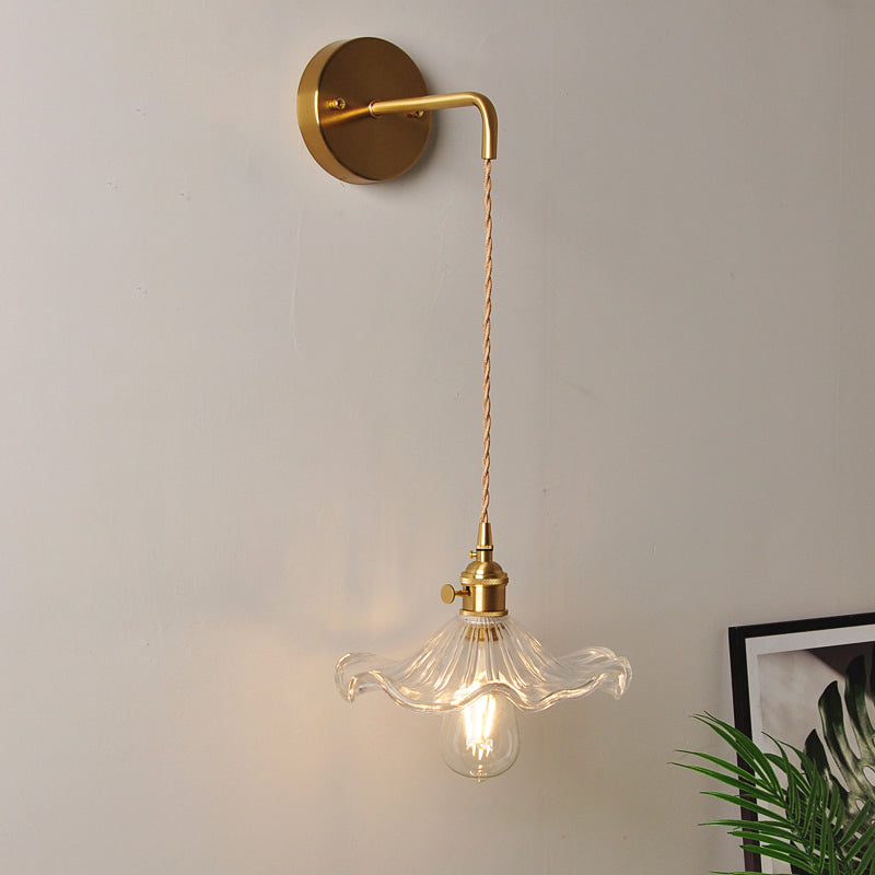 BowLift | 1 Head Wall Mount Light Industrial Shade Clear Glass Wall Light Fixture for Nightstand